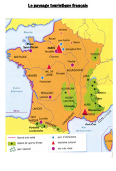 Carte du paysage touristique français : 6ème, 7ème Harmos - PDF à imprimer