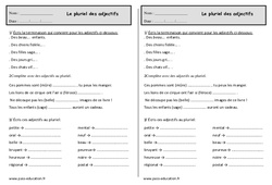 Pluriel des adjectifs - Exercices - Orthographe : 4ème Harmos - PDF à imprimer