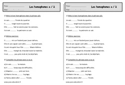 Les homophones a - à - Exercices  : 4ème Harmos - PDF à imprimer