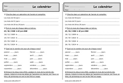 Calendrier - Exercices - Jours, semaines, mois, année : 4ème Harmos - PDF à imprimer