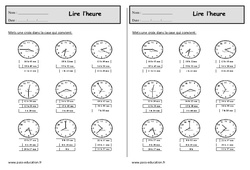 Apprendre à lire l'heure - Exercices : 4ème Harmos - PDF à imprimer