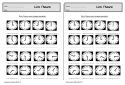 Lire l'heure - Exercices mesures  : 4ème Harmos - PDF à imprimer