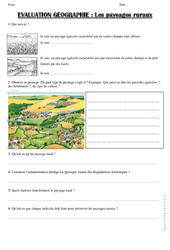 Paysages ruraux - Examen Evaluation : 5ème Harmos - PDF à imprimer