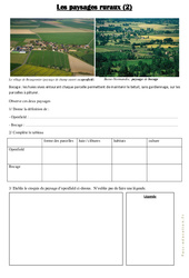 Les paysages ruraux  - Document, questions et correction : 5ème Harmos - PDF à imprimer