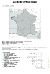 Le territoire français - Exercices : 6ème, 7ème Harmos - PDF à imprimer