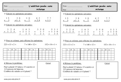 Addition posée sans retenue - Exercices : 4ème Harmos - PDF à imprimer