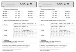 Multiplier par 10 - Exercices - Calcul : 4ème Harmos - PDF à imprimer