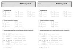 Multiplier par 10 - Exercices  : 4ème Harmos - PDF à imprimer