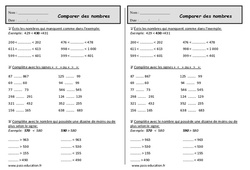 Nombres  jusqu'à 999 - Exercices - Comparer : 4ème Harmos - PDF à imprimer