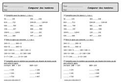 Comparer des nombres jusqu'à 999 - Exercices  : 4ème Harmos - PDF à imprimer