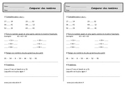 Nombres jusqu'à 99 - Exercices - Comparer : 4ème Harmos - PDF à imprimer