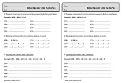 Décomposer des nombres - Exercices de numération : 4ème Harmos - PDF à imprimer