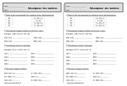 Décomposer un nombre - Exercices  : 4ème Harmos - PDF à imprimer