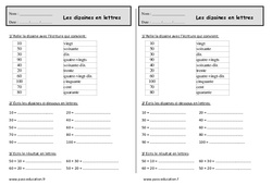 Dizaines en lettres - Exercices  : 4ème Harmos - PDF à imprimer