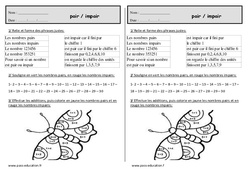 Pair ou impair - Exercices de numération : 4ème Harmos - PDF à imprimer