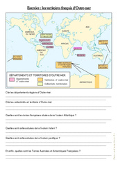 Les territoires français d’Outre - mer - Exercices : 6ème, 7ème Harmos - PDF à imprimer