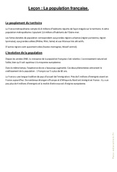 La population française - Cours, Leçon : 6ème, 7ème Harmos - PDF gratuit à imprimer