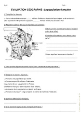 Population française - Examen Evaluation : 6ème, 7ème Harmos - PDF à imprimer