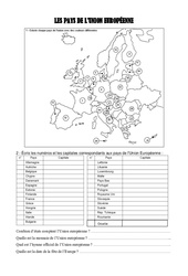 Les pays de l'Union Européenne - Exercices géographie : 6ème, 7ème Harmos - PDF à imprimer