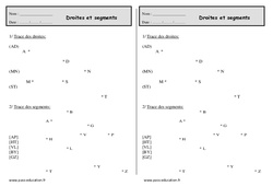 Segments et droites - Exercices  : 4ème Harmos - PDF à imprimer