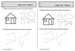 Equerre - Angle droit - Exercices  : 4ème Harmos - PDF à imprimer