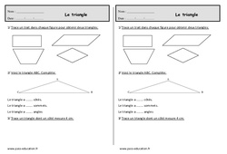 Triangles - Exercices de géométrie : 4ème Harmos - PDF à imprimer