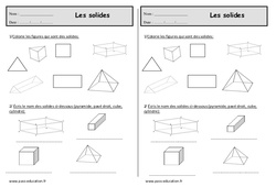 Solides - Exercices de géométrie : 4ème Harmos - PDF à imprimer