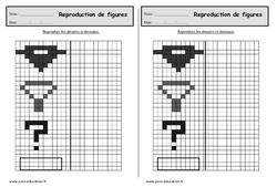 Reproduire un dessin sur quadrillage - Exercices : 4ème Harmos - PDF à imprimer