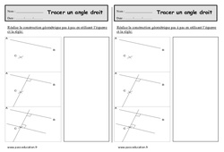 Tracer un angle droit - Exercices : 4ème Harmos - PDF à imprimer