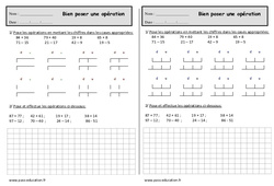 Bien poser une opération - Exercices  : 4ème Harmos - PDF à imprimer