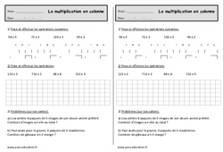 La multiplication en colonne - Exercices  : 4ème Harmos - PDF à imprimer