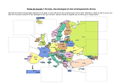 Les paysages européens - Exercices géographie  : 6ème, 7ème Harmos - PDF à imprimer