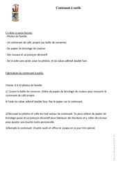 Contenant à outils - Fête des pères: - Arts plastiques : 4ème, 5ème, 6ème, 7ème Harmos - PDF à imprimer