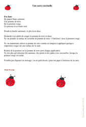 Une carte coccinelle - Fête des pères - Arts plastiques : 4ème, 5ème, 6ème, 7ème Harmos - PDF à imprimer