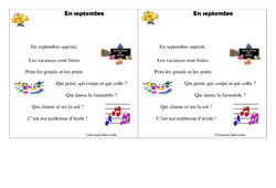 En septembre - Poésie sur la rentrée : 5ème Harmos - PDF à imprimer