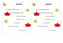 Automne - Poésie sur les saisons : 5ème Harmos - PDF à imprimer