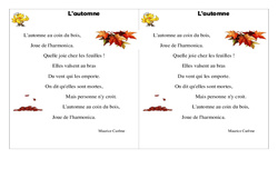 L'automne - Poésie sur les saisons : 5ème Harmos - PDF à imprimer