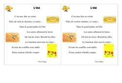 L'été - Les saisons - Poésie : 5ème Harmos - PDF à imprimer