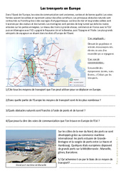 Les transports en Europe - Exercices géographie  : 6ème, 7ème Harmos - PDF à imprimer