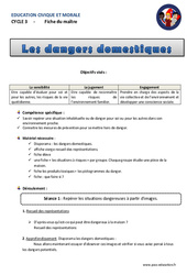 Dangers domestiques - Fiche de préparation : 6ème, 7ème Harmos - PDF à imprimer