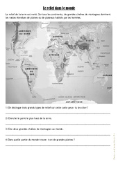 Le relief dans le monde - Exercices et correction - Géographie  : 6ème, 7ème Harmos - PDF à imprimer