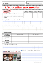 Education aux médias - Examen Evaluation : 6ème, 7ème Harmos - PDF à imprimer