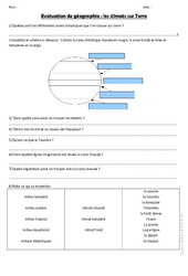 Climats sur Terre - Examen Evaluation : 6ème, 7ème Harmos - PDF à imprimer