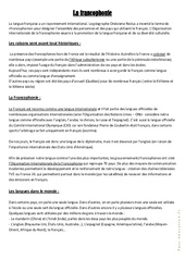 La francophonie - Cours, Leçon géographie : 6ème, 7ème Harmos - PDF gratuit à imprimer