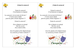 Poésie carnaval - J'aime le carnaval -   Français : 4ème Harmos - PDF à imprimer