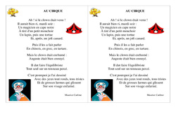 Poésie - Le cirque -   Français : 4ème Harmos - PDF à imprimer