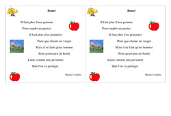 Poésie - La bonté -   Français : 4ème Harmos - PDF à imprimer