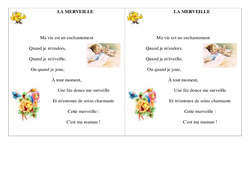 La merveille - Fête des mères - Poème et poésie : 4ème Harmos - PDF à imprimer