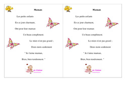 Maman - Fête des mères - Poème et poésie - 2 : 4ème Harmos - PDF à imprimer