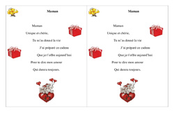 Maman - Fête des mères - Poème et poésie : 4ème Harmos - PDF à imprimer